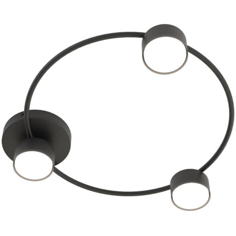 Plafoniera Moderna Zeus Acciaio Nero 3 Luci Gx53 Ip20