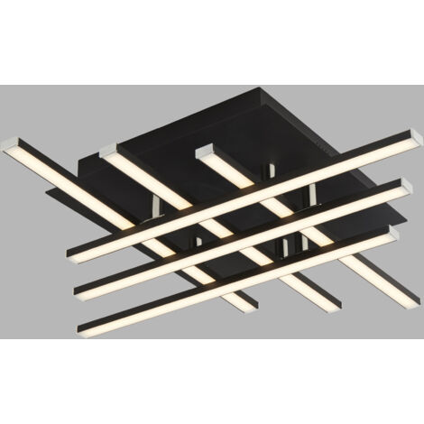 Plafoniera Moderno Matrice Acciaio Nero Policarbonato Bianco Led 23W 3000K