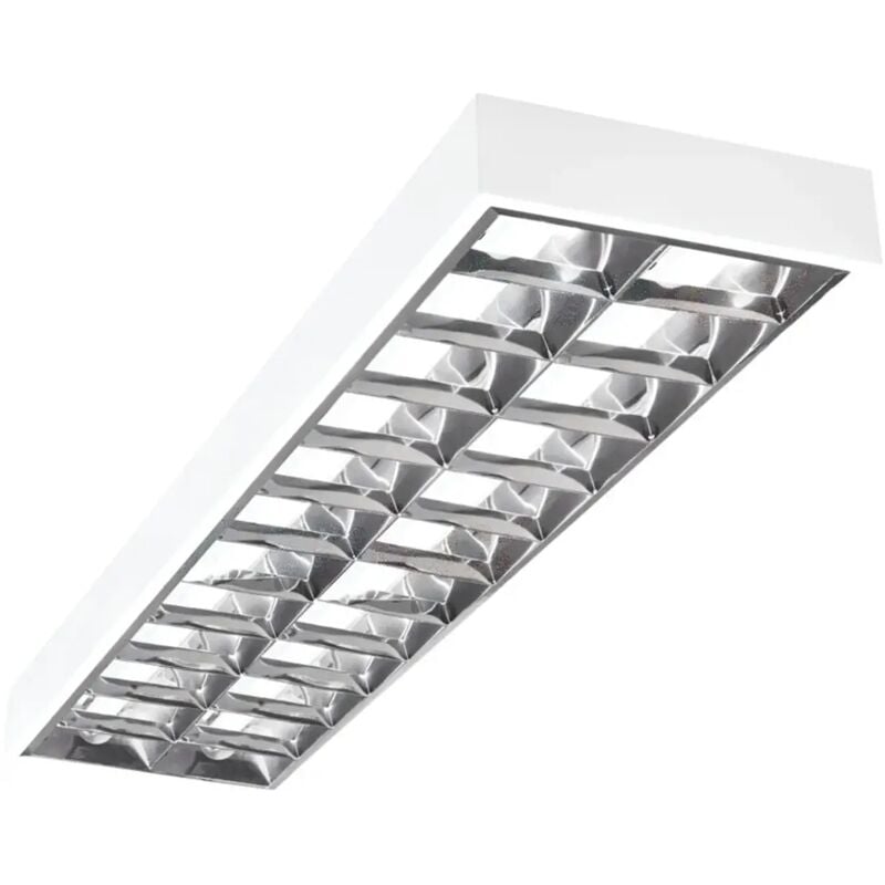 plafoniera ufficio negozio griglia parete bianco 2x36 watt 2 luci 1,2 mt