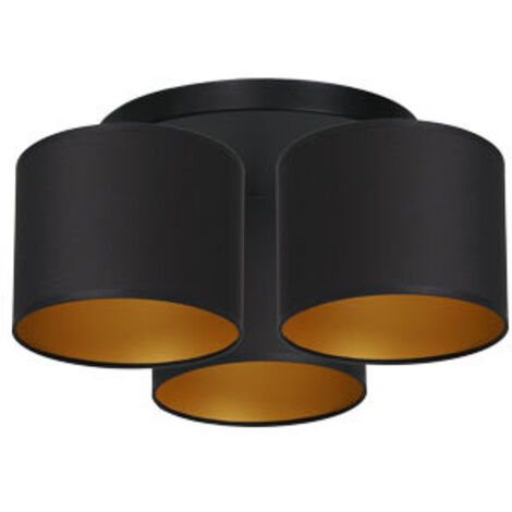 Plafoniera nera 3 paralumi oro Arden E27 15W Luminex