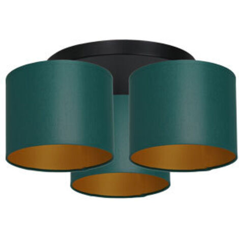 Plafoniera nera 3 paralumi verdi oro Arden Luminex E27