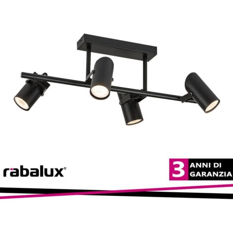 Plafoniera nera 4 faretti orientabili GU10 Rabalux