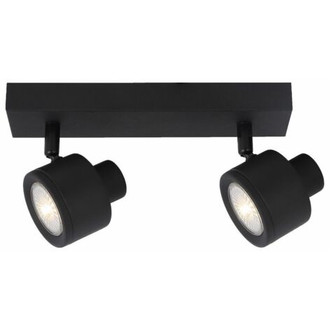 Plafoniera nera a barra Emerson 2 spot GU10 orientabili