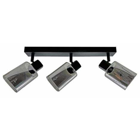 Plafoniera nera Harlow 3 luci vetri fumé E14 40W Reality