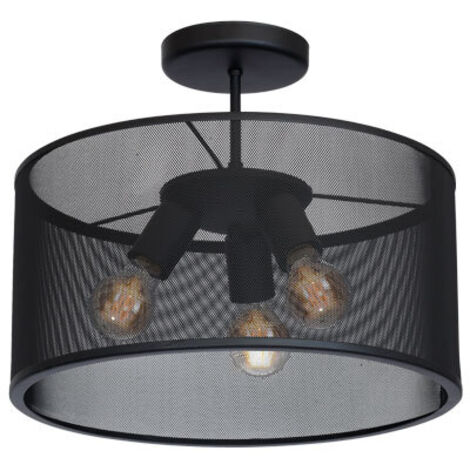 Plafoniera nera in metallo a rete Ø40 Felix 3xE27 Luminex