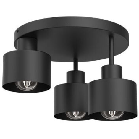 Plafoniera nera opaca rotonda 3 luci E27 Parkla Luminex