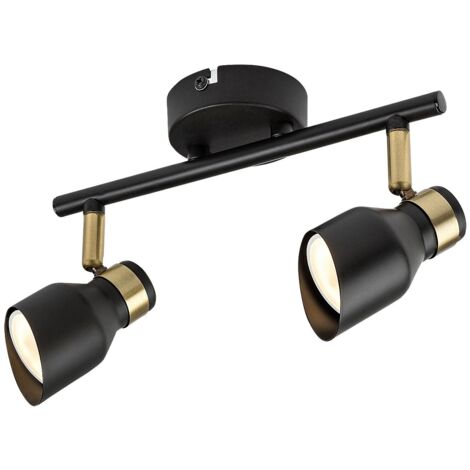 Plafoniera nera oro 2 faretti orientabili GU10 Lilou Rabalux
