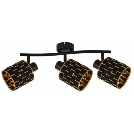 Plafoniera nera Thiago 3 luci E14 interno oro Reality