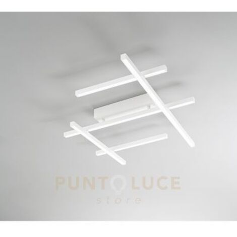 Plafoniera Net LED 50W 3500LM CCT 3000K 4000K 6000K in alluminio verniciato bianco 82cm
