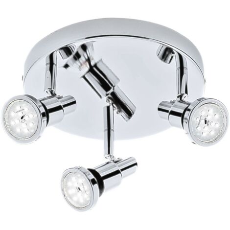 Plafoniera Nordico Flamo Metallo Cromo 3 Luci Gu10 3000K