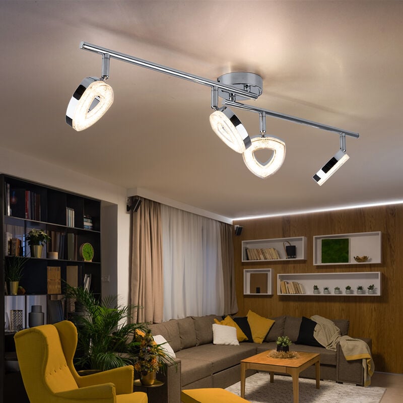 Image of Etc-shop - Plafoniera orientabile Faretto da soffitto cromato plafoniera a punti mobili soggiorno, metallo, led 4x 4,5 watt 4x 360 lumen bianco