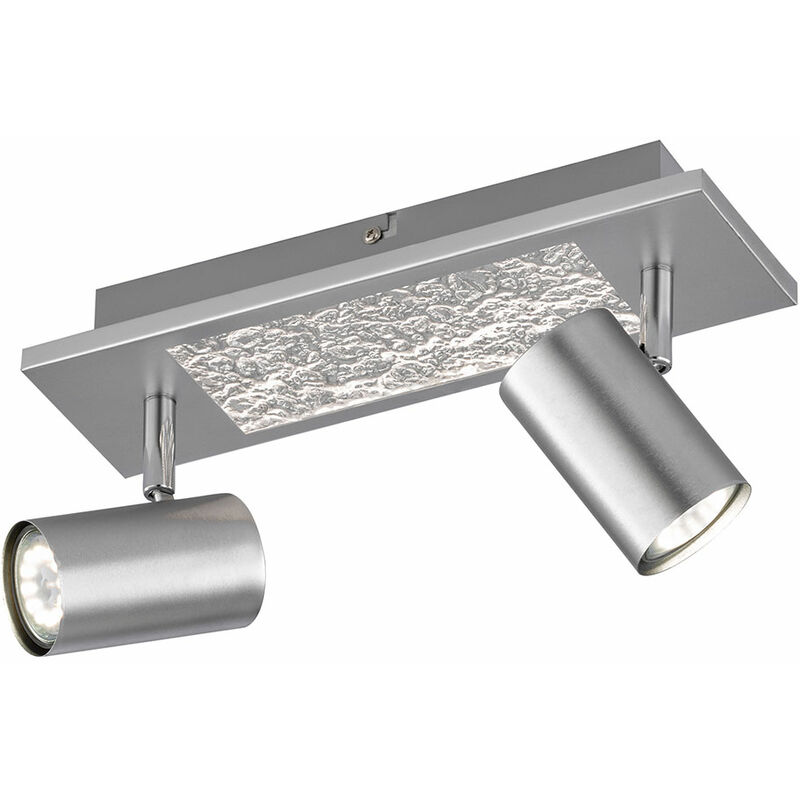 Image of Lampada da soffitto orientabile Plafoniera Spot argento 2 fiamme, metallo cromato, 1x led 4.5W 190Lm bianco caldo 2x GU10, LxPxH 33,5x9x17 cm