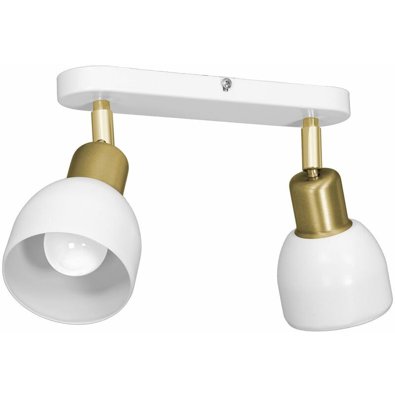 Plafoniera oro bianco 2 fiamme metallo retrò