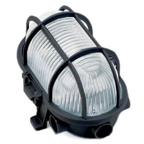 Plafoniera ovale a tartaruga ip44 con gabbia colore nero illuminazione esterna