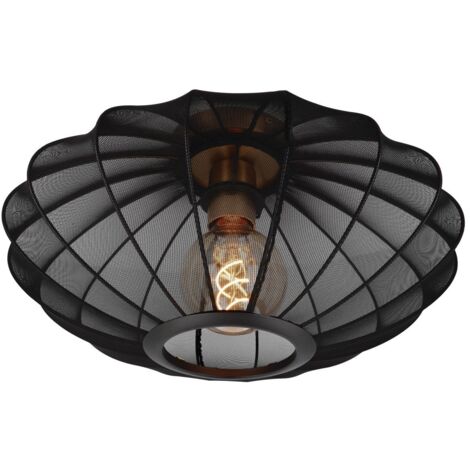 Plafoniera ovale in tessuto nera oro E27 40W Lucide