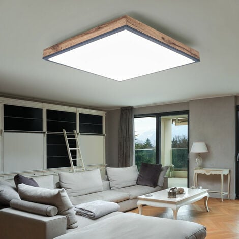 Plafoniera pannello LED pannello soffitto lampada da ufficio soffitto effetto legno grafite, ALU MDF, 24W 1500Lm bianco caldo, LxLxA 45x45x6,5 cm
