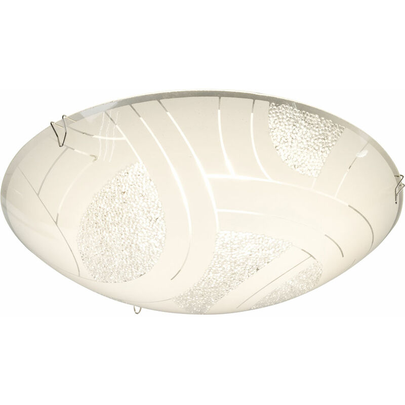 Image of Etc-shop - Plafoniera paralume in vetro lampada da soffitto 1 fiamma cristalli illuminazione soggiorno 1 fiamma satinata, metallo cromo, 1x led 8