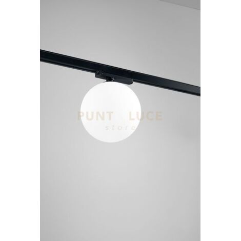 Plafoniera per BINARIO trifase in vetro opale struttura in metallo e plastica colore nero opaco LED 15W 1050LM 3000K d.15cm