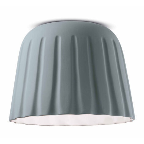Plafoniera Piccola Vintage Decò Madame Gres Ceramica Grigio Tele 1 Luce E27