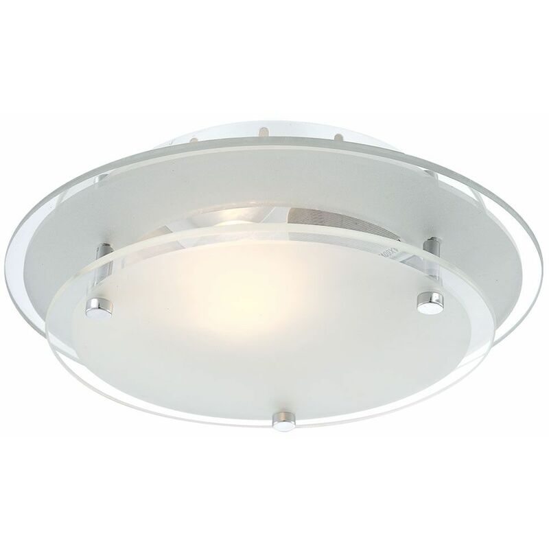 Image of Etc-shop - Lampada da soffitto Lampada da soffitto lampada da camera in vetro satinato con paralume a specchio, cromo tondo, 1x E27, DxH 23x8 cm