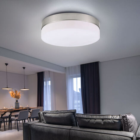 Plafoniera plafoniera lampada da ingresso a 2 fiamme vetro cucina luce opale, metallo nichel opaco, 2x E27, DxH 24x6,5 cm