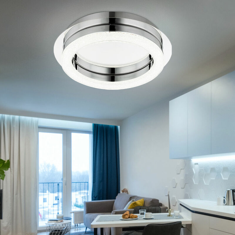 Image of Plafoniera plafoniera lampada soggiorno lampada corridoio lampada camera da letto, cristalli cromati, led 12W 1000Lm bianco neutro, DxH 28x6,7cm