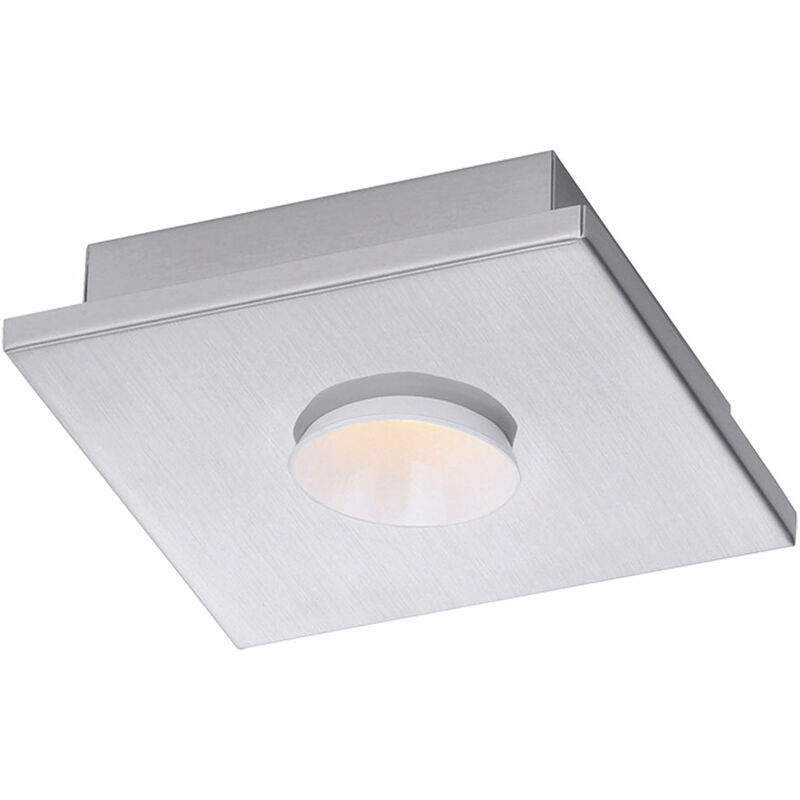 Image of Plafoniera Plafoniera LED bianco lampada soggiorno 3-step dimmer, metallo argento, 1x LED 4W 360Lm bianco caldo, LxPxH 17x17x4 cm