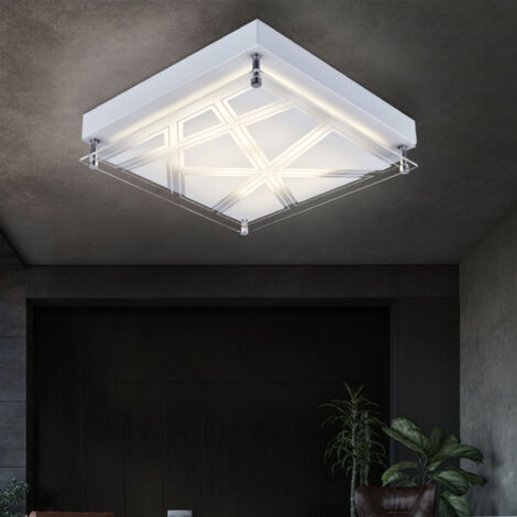 Plafoniera Plafoniera Pattern illuminazione soggiorno argento in design quadrato, metallo acrilico, 1x LED 1x 12 Watt 1200 lm bianco neutro, LxLxH 25x25x7,5 cm