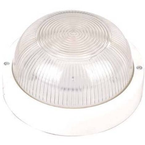 PLAFONIERA PLASTICA ROTONDA BIANCA VETRO 185x185mm ESTERNO 60W ROSI