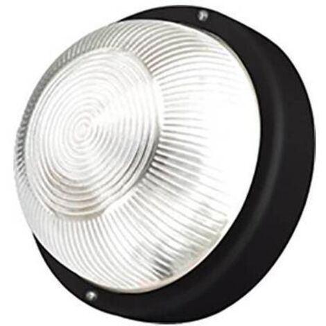 PLAFONIERA PLASTICA ROTONDA NERA VETRO 185x185mm ESTERNO 60W ROSI