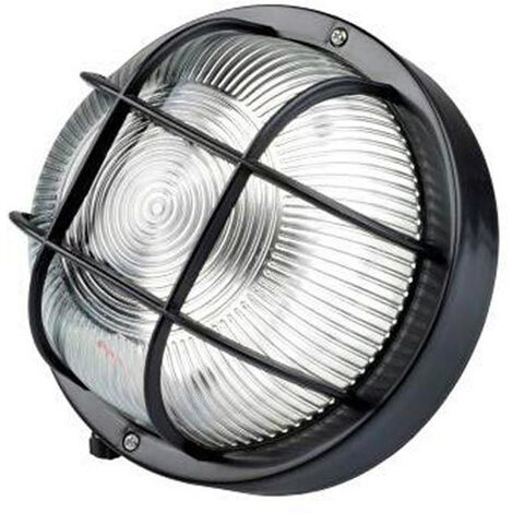 PLAFONIERA PLASTICA ROTONDA NERA VETRO‎ E GRIGLIA TARTARUGA 185x185mm 60W ROSI
