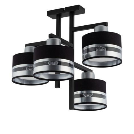 Plafoniera Pro 4 luci E27 nero/argento Sigma moderna