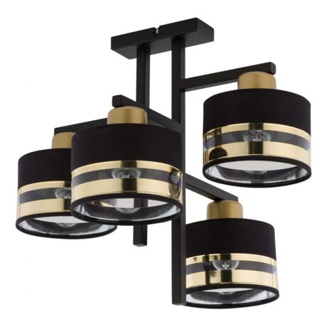 Plafoniera Pro Sigma design moderna 4 luci nero/oro E27