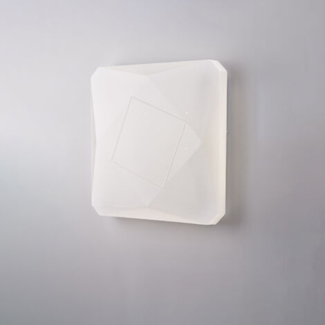 Plafoniera quadrata diametro 40 cm in acrilico bianco con led integratoo CCT + telecomando H.7 - Ø 42