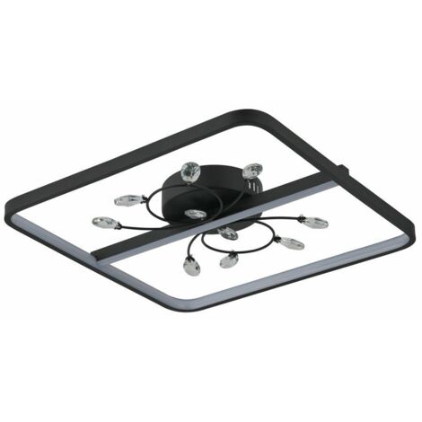 Plafoniera quadrata nera cristalli LED 24W Reality Dacota