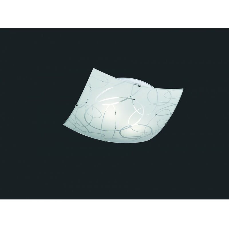 Image of Iperbriko - Plafoniera Quadrata Spirelli 2xE27 Vetro Con Cerchi Decorativi 40x40 cm Trio Lighting