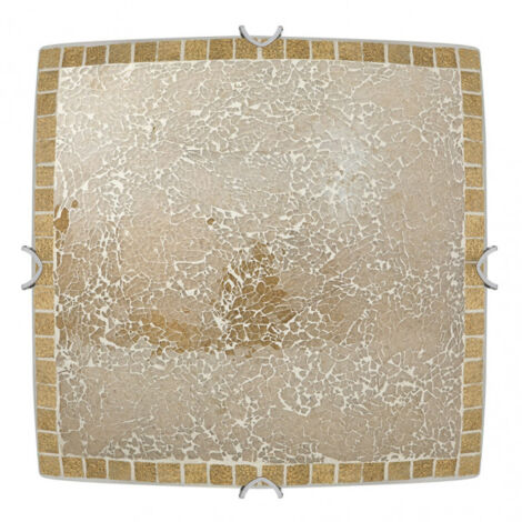 Plafoniera Quadrata Tenore 3xe27 Mosaico Ambra 10x40x40 Cm