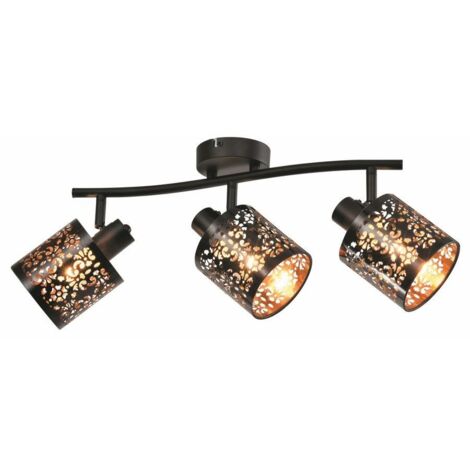Plafoniera Reality Kiga nera 3 luci E14 traforata metallo