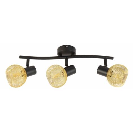 Plafoniera Reality Loretto nera 3 luci E14 oro rete