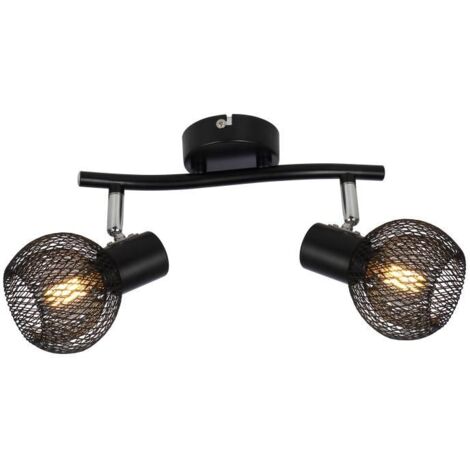 Plafoniera Reality Loretto nera doppia rete metallo 2xE14