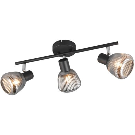 Plafoniera retro nera vetro TARIFA Trio 3 luci E14