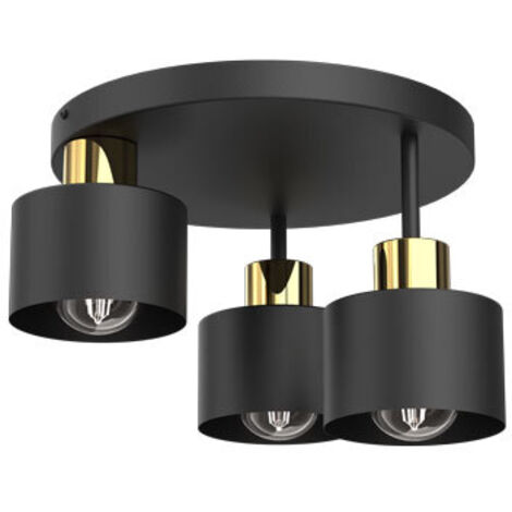 Plafoniera rotonda nero-oro Parkla 3 luci E27 Luminex