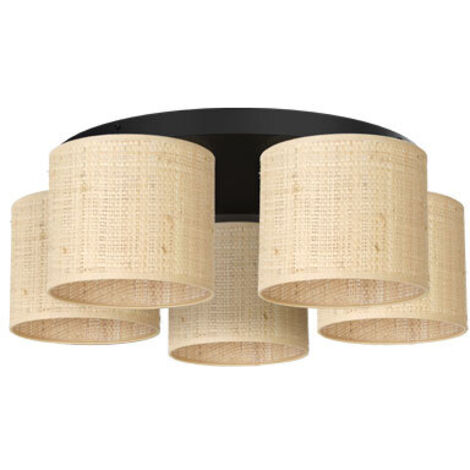 Plafoniera rotonda rattan crema/nero 5xE27 Luminex
