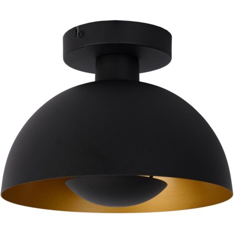 Plafoniera semisferica nero oro Siemon Lucide E27 40W