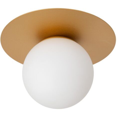 Plafoniera sfera vetro opale ottone Tricia E27 15W