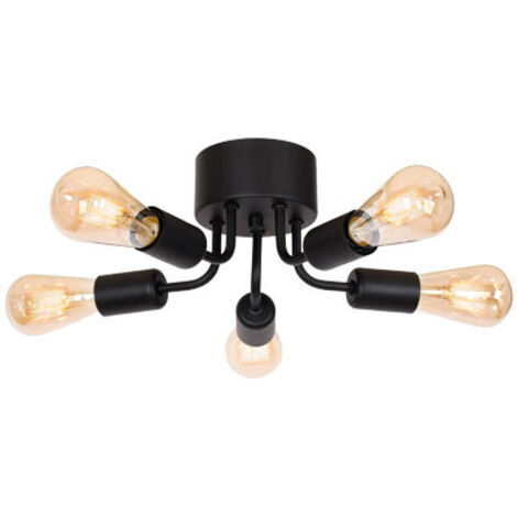 Plafoniera soffitto industriale nera opaca Brenda 5xE27 Luminex