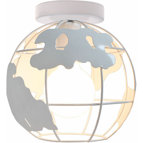 Plafoniera Soffitto, Vintage Lampada da Soffitto con Ø20cm Gabbia Globo, Industriale Stile Illuminazione Rotonda in Metallo con E27 Attacco per Soggiorno Cucina Camera da Letto Loft - Bianco 1 Pezzi