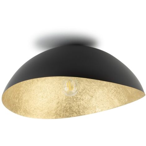Plafoniera Solaris nera oro Ø48cm paralume irreg. 1xE27 Sigma