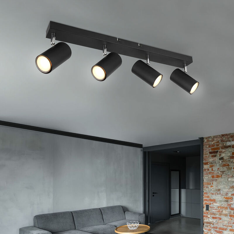 Image of Plafoniera spot 4 fiamme faretto da soffitto nero lampada da soffitto a led soggiorno moderno, faretti orientabili, metallo, 4x 4.5W 4x 400lm bianco