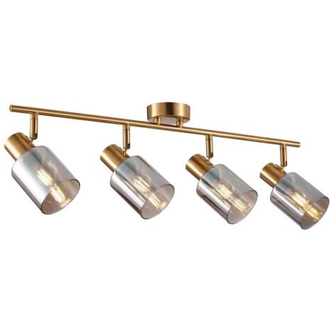 Plafoniera spot moderna 4 luci orientabile ottone E14 Italux